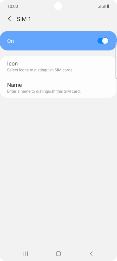 Press the indicator to turn use of the SIM on or off. Press the indicator to turn use of the SIM on or off.