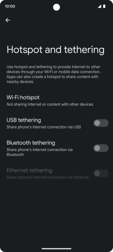 Press Wi-Fi hotspot. Press Wi-Fi hotspot.