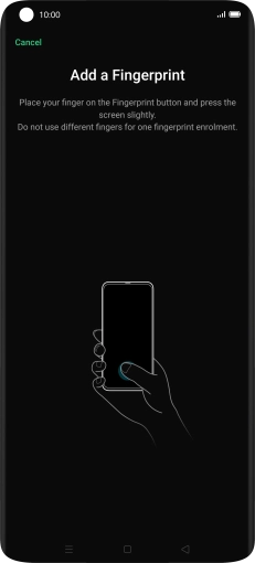 Follow the instructions on the screen to create the phone lock code using your fingerprint. Follow the instructions on the screen to create the phone lock code using your fingerprint.
