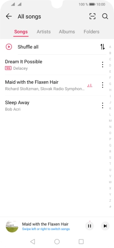 Press the song title at the bottom of the screen. Press the song title at the bottom of the screen.