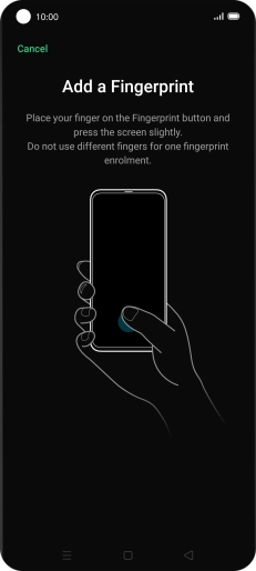 Follow the instructions on the screen to create the phone lock code using your fingerprint. Follow the instructions on the screen to create the phone lock code using your fingerprint.