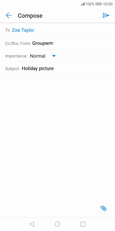 Press the text input field and write the text for your email message. Press the text input field and write the text for your email message.