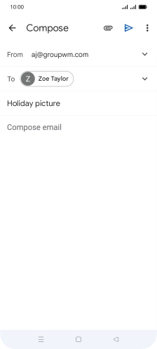 Press the text input field and write the text for your email. Press the text input field and write the text for your email.