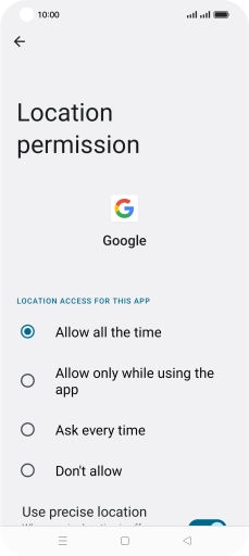 Press the required setting. Press the required setting.