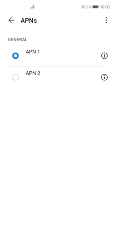 Press the field next to the required data connection to activate it. Press the field next to the required data connection to activate it.