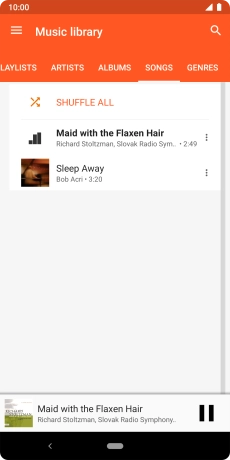 Press the song title at the bottom of the screen. Press the song title at the bottom of the screen.