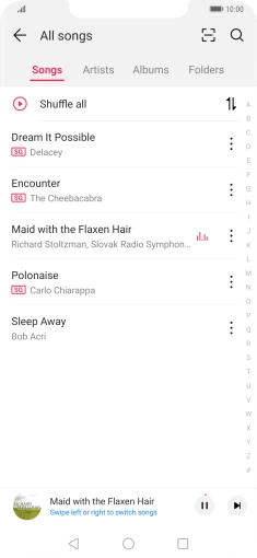 Press the song title at the bottom of the screen. Press the song title at the bottom of the screen.