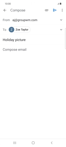 Press the text input field and write the text for your email. Press the text input field and write the text for your email.