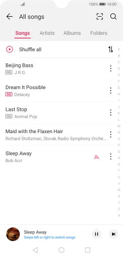 Press the song title at the bottom of the screen. Press the song title at the bottom of the screen.