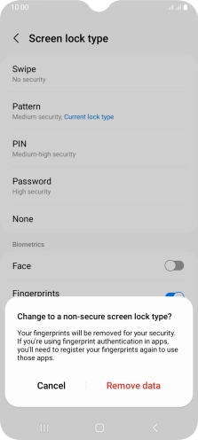 Press Remove data. Press Remove data.