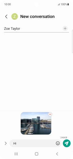 Press the send icon when you've finished your MMS. Press the send icon when you've finished your MMS.
