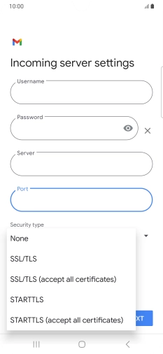 Press SSL/TLS. Press SSL/TLS.