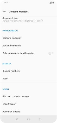 Press SIM card contacts manager. Press SIM card contacts manager.