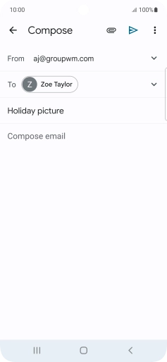 Press the text input field and write the text for your email. Press the text input field and write the text for your email.