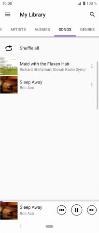 Press the song title at the bottom of the screen. Press the song title at the bottom of the screen.