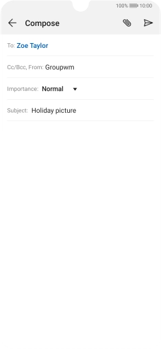 Press the text input field and write the text for your email. Press the text input field and write the text for your email.
