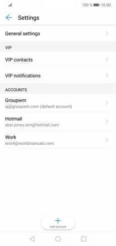 Press the required email account. Press the required email account.