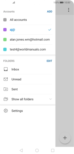 Press the required email account. Press the required email account.