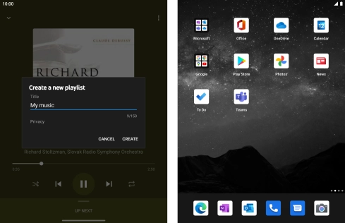 Key in a name for the playlist and press CREATE. Key in a name for the playlist and press CREATE.