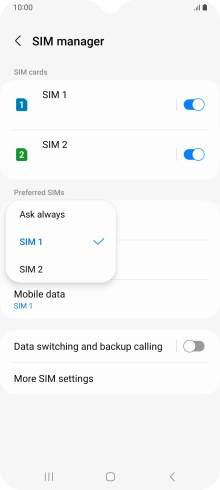 Press the required setting. Press the required setting.