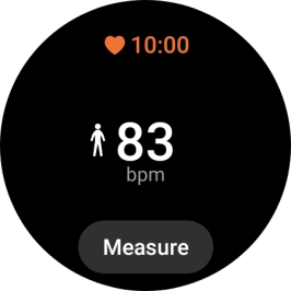 Press Measure and wait while the smartwatch measures your heart rate. Press Measure and wait while the smartwatch measures your heart rate.