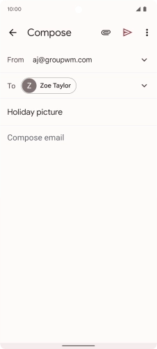Press the text input field and write the text for your email. Press the text input field and write the text for your email.