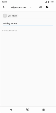 Press the text input field and write the text for your email message. Press the text input field and write the text for your email message.