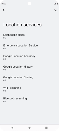 Press Google Location Accuracy. Press Google Location Accuracy.