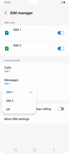 Press the required setting. Press the required setting.