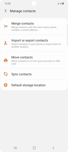 Press Import or export contacts. Press Import or export contacts.