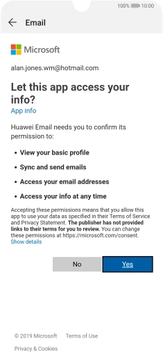If this screen is displayed, you email account has been recognised and set up automatically. Follow the instructions on the screen to key in more information and finish setting up your phone. If this screen is displayed, you email account has been recognised and set up automatically. Follow the instructions on the screen to key in more information and finish setting up your phone.