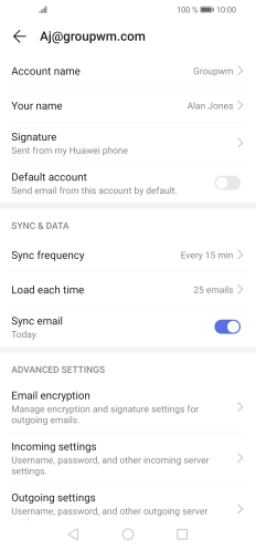 Press Account name and key in the required name. Press Account name and key in the required name.
