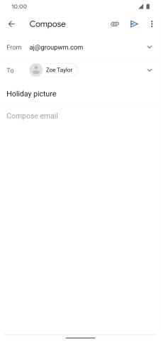 Press the text input field and write the text for your email. Press the text input field and write the text for your email.