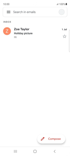 Press the email account icon. Press the email account icon.