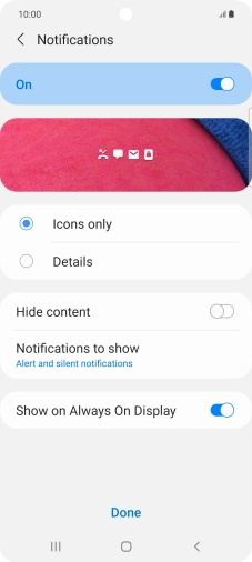 Press the required settings to turn them on or off. Press the required settings to turn them on or off.
