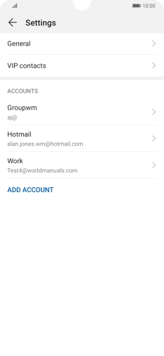 Press the required email account. Press the required email account.