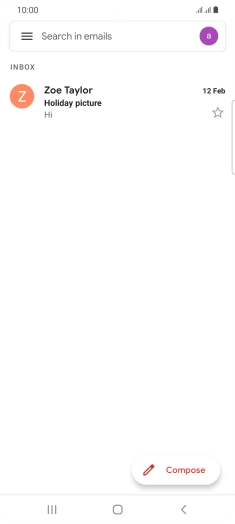 Press the email account icon. Press the email account icon.
