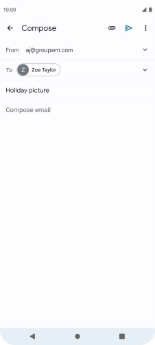Press the text input field and write the text for your email. Press the text input field and write the text for your email.