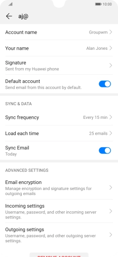 Press Account name and key in the required name. Press Account name and key in the required name.
