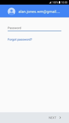 Press Password and key in the password for your Google account. Press Password and key in the password for your Google account.