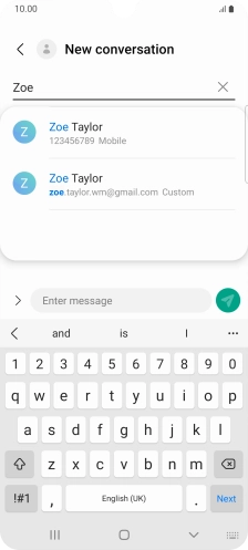 Press the required contact. Press the required contact.