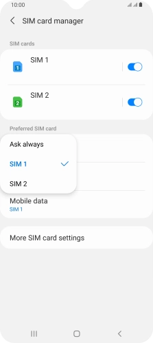 Press the required setting. Press the required setting.