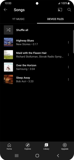 Press the required audio file. Press the required audio file.