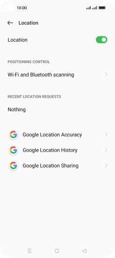 Press Google Location Accuracy. Press Google Location Accuracy.