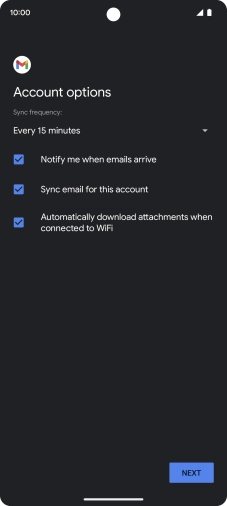 If this screen is displayed, you email account has been recognised and set up automatically. Follow the instructions on the screen to key in more information and finish setting up your phone. If this screen is displayed, you email account has been recognised and set up automatically. Follow the instructions on the screen to key in more information and finish setting up your phone.