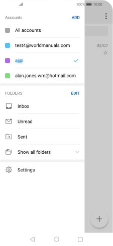 Press the required email account. Press the required email account.