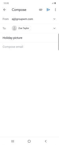 Press the text input field and write the text for your email. Press the text input field and write the text for your email.