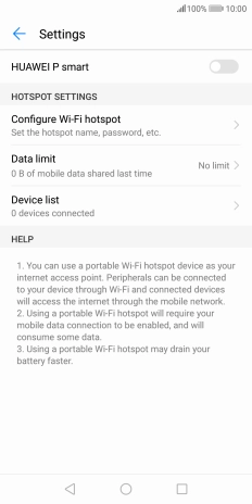 Press Configure Wi-Fi hotspot. Press Configure Wi-Fi hotspot.