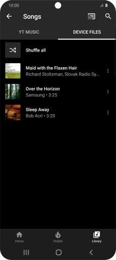 Press the required audio file. Press the required audio file.