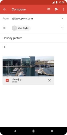 Press the send icon when you've finished your email message. Press the send icon when you've finished your email message.